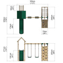 Rebo Challenge Wooden Climbing Frame with Swings, Slide and Up & over Climbing wall - Greenhorn