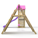 Rebo Challenge Wooden Climbing Frame with Swings, Slide and Up & over Climbing wall - Greenhorn Pink