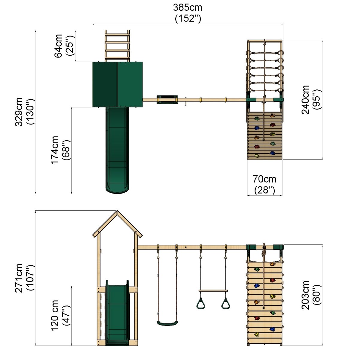 Rebo Challenge Jarvis Climbing Frame, Swings & Slide