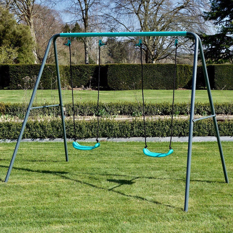 Rebo Children s Metal Garden Swing Set Double Swing