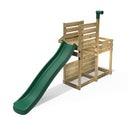 Rebo Deluxe Add On Activity Platform & 8FT Slide for Wooden Swing Sets - Dark Green