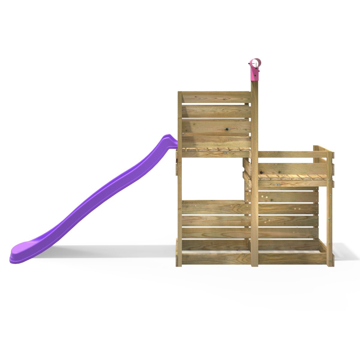 Rebo Deluxe Add On Activity Platform & 8FT Slide for Wooden Swing Sets - Purple