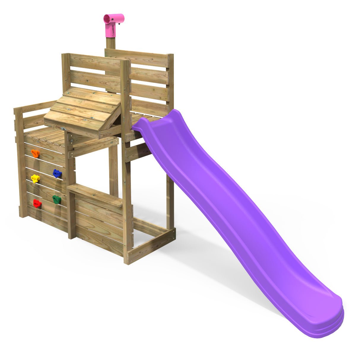 Rebo Deluxe Add On Activity Platform & 8FT Slide for Wooden Swing Sets - Purple