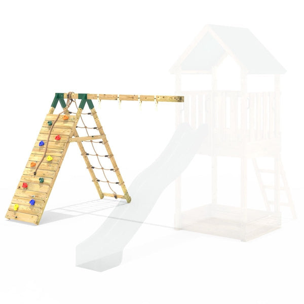 Rebo Double Swing with Climbing Wall Extension for 1.5m Platform Modular Tower