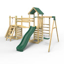 Rebo Double Tower Climbing Frame with Flexible Bridge, Swing & Slide - Arvon