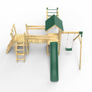Rebo Double Tower Climbing Frame with Flexible Bridge, Swing & Slide - Arvon