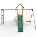 Rebo Double Tower Climbing Frame with Flexible Bridge, Swing & Slide - Arvon