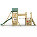 Rebo Double Tower Climbing Frame with Flexible Bridge, Swing & Slide - Arvon