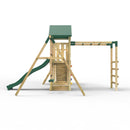 Rebo Double Tower Climbing Frame with Flexible Bridge, Swing & Slide - Arvon