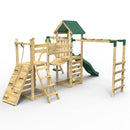 Rebo Double Tower Climbing Frame with Flexible Bridge, Swing & Slide - Arvon