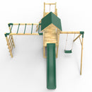 Rebo Double Tower Climbing Frame with Flexible Bridge, Swing & Slide - Arvon