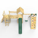 Rebo Double Tower Climbing Frame with Flexible Bridge, Swing & Slide - Bear