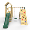 Rebo Double Tower Climbing Frame with Flexible Bridge, Swing & Slide - Bear