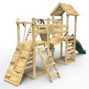 Rebo Double Tower Climbing Frame with Flexible Bridge, Swing & Slide - Bear