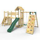 Rebo Double Tower Climbing Frame with Flexible Bridge, Swing & Slide - Bear