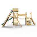 Rebo Double Tower Climbing Frame with Flexible Bridge, Swing & Slide - Bear