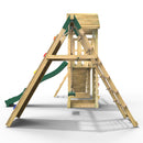Rebo Double Tower Climbing Frame with Flexible Bridge, Swing & Slide - Bear