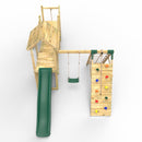 Rebo Double Tower Climbing Frame with Flexible Bridge, Swing & Slide - Bear