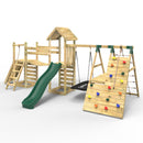 Rebo Double Tower Climbing Frame with Flexible Bridge, Swing & Slide - Crestone