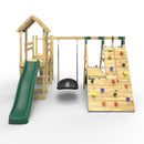 Rebo Double Tower Climbing Frame with Flexible Bridge, Swing & Slide - Crestone
