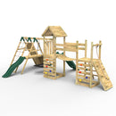 Rebo Double Tower Climbing Frame with Flexible Bridge, Swing & Slide - Crestone
