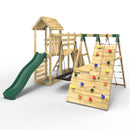 Rebo Double Tower Climbing Frame with Flexible Bridge, Swing & Slide - Crestone