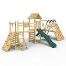 Rebo Double Tower Climbing Frame with Flexible Bridge, Swing & Slide - Crestone