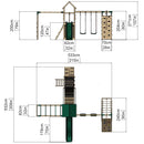Rebo Double Tower Climbing Frame with Flexible Bridge, Swing & Slide - Dolomite