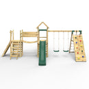 Rebo Double Tower Climbing Frame with Flexible Bridge, Swing & Slide - Dolomite