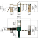 Rebo Double Tower Climbing Frame with Flexible Bridge, Swing & Slide - Dolomite