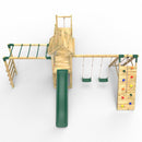 Rebo Double Tower Climbing Frame with Flexible Bridge, Swing & Slide - Dolomite