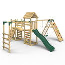 Rebo Double Tower Climbing Frame with Flexible Bridge, Swing & Slide - Dolomite