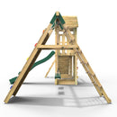 Rebo Double Tower Climbing Frame with Flexible Bridge, Swing & Slide - Greenhorn