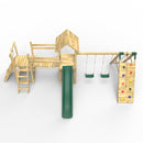 Rebo Double Tower Climbing Frame with Flexible Bridge, Swing & Slide - Greenhorn