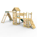 Rebo Double Tower Climbing Frame with Flexible Bridge, Swing & Slide - Greenhorn