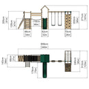 Rebo Double Tower Climbing Frame with Flexible Bridge, Swing & Slide - Greenhorn