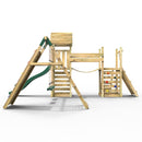 Rebo Double Tower Climbing Frame with Flexible Bridge, Swing & Slide - Greenhorn