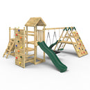 Rebo Double Tower Climbing Frame with Flexible Bridge, Swing & Slide - Montana