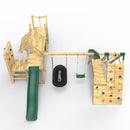 Rebo Double Tower Climbing Frame with Flexible Bridge, Swing & Slide - Montana