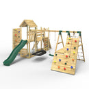 Rebo Double Tower Climbing Frame with Flexible Bridge, Swing & Slide - Montana