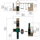 Rebo Double Tower Climbing Frame with Flexible Bridge, Swing & Slide - Montana