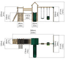 Rebo Double Tower Climbing Frame with Flexible Bridge, Swing & Slide - Rainier