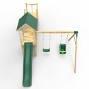 Rebo Double Tower Climbing Frame with Flexible Bridge, Swing & Slide - Rainier