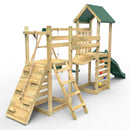 Rebo Double Tower Climbing Frame with Flexible Bridge, Swing & Slide - Rainier