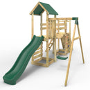 Rebo Double Tower Climbing Frame with Flexible Bridge, Swing & Slide - Rushmore