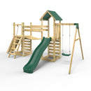 Rebo Double Tower Climbing Frame with Flexible Bridge, Swing & Slide - Rushmore