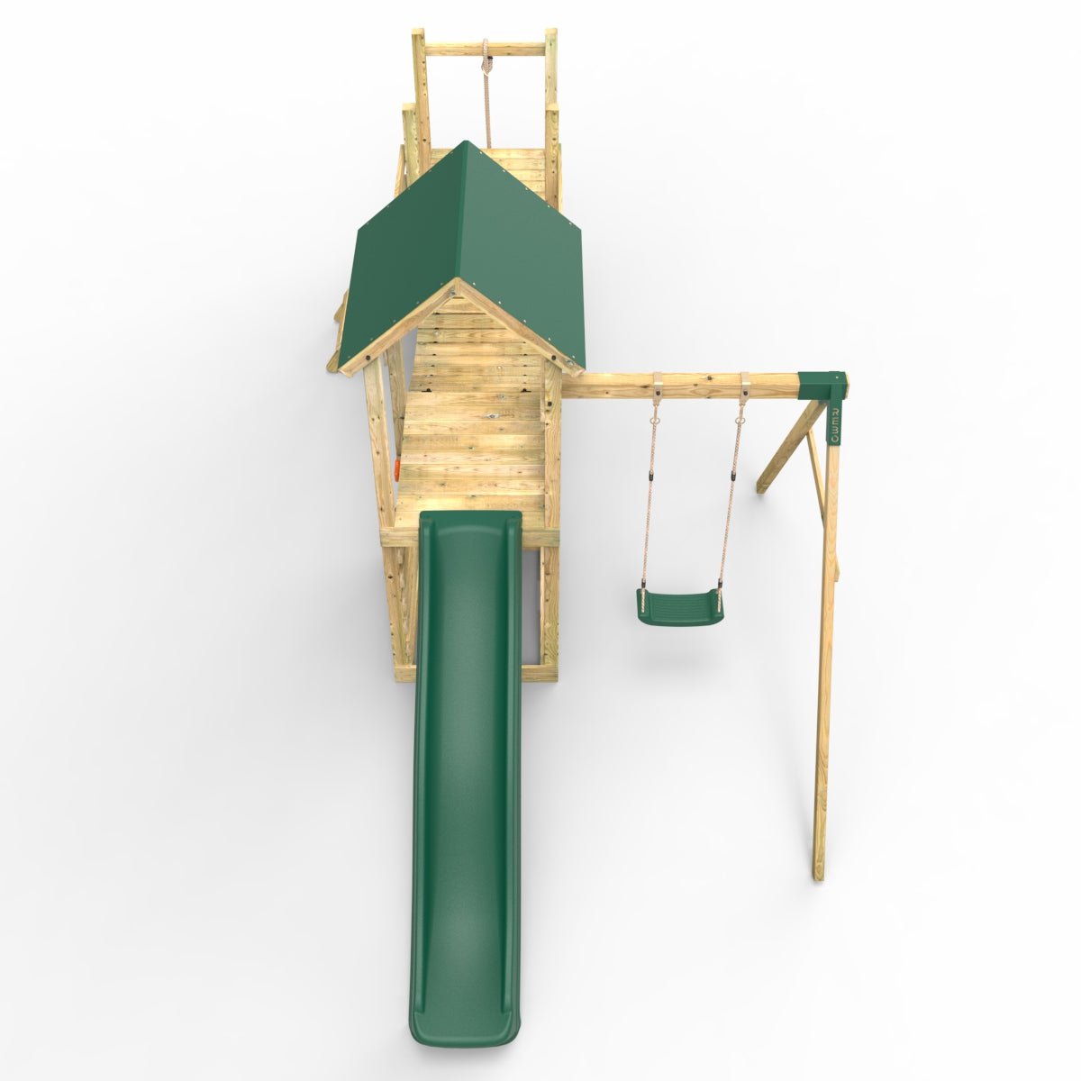 Rebo Double Tower Climbing Frame with Flexible Bridge, Swing & Slide - Rushmore