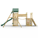 Rebo Double Tower Climbing Frame with Flexible Bridge, Swing & Slide - Rushmore