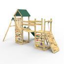 Rebo Double Tower Climbing Frame with Flexible Bridge, Swing & Slide - Rushmore