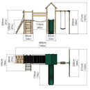 Rebo Double Tower Climbing Frame with Flexible Bridge, Swing & Slide - Rushmore